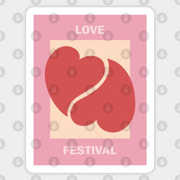 Love festival, Hearts, Y2K, Indie decor, Retro poster, Danish pastel, Aesthetic art, Valentine's day Sticker by KristinityArt